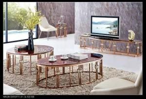 Modern Latest Designs Italian Luxury Marble Golden Stainless Steel Coffee Table