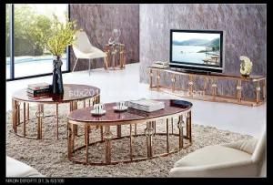Modern Latest Designs Italian Luxury Marble Golden Stainless Steel Coffee Table