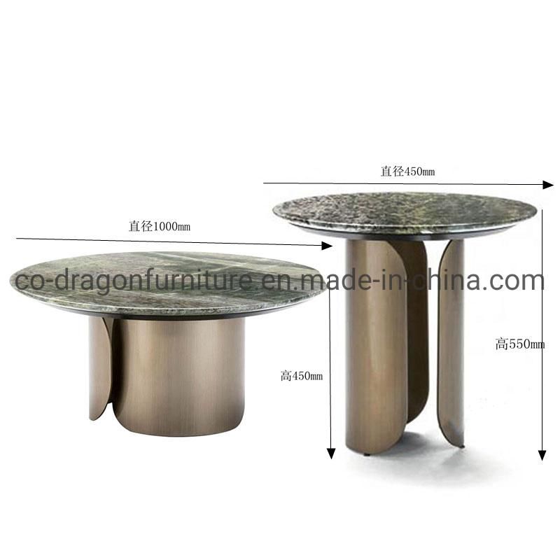Luxury Home Furniture Metal Legs Side Table with Marble Top