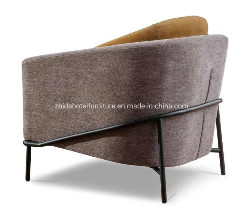 Modern Hotel Metal Base Living Room Furniture Armrest Fabric Chair