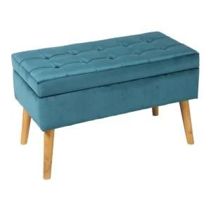 Knobby Furniture Velvet Sofa Bench Storage Ottoman with Wooden Legs