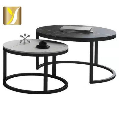 2022 Newest Design Marble Top Round Combination Stainless Steel Frame Coffee Table