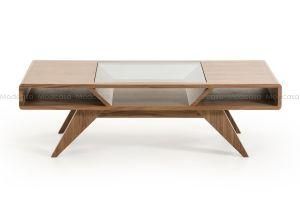 New Rectangular Modern Style Wood &amp; Glass Kiruna Coffee Table