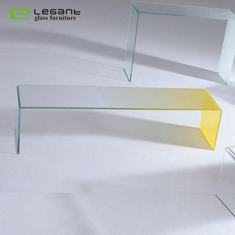 Colorful Crystal Bent Glass Coffee Table / Glass Center Table