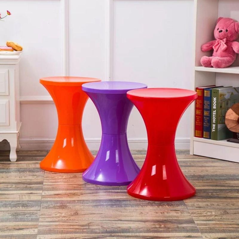 Storage Stool Multi-Color Plastic Material Round Folding Stool Drum Stool