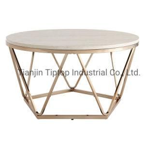 New Modern Design Stainless Steel Living Room Furniture Luxury Gold Frame Centre Table Round Coffee Table