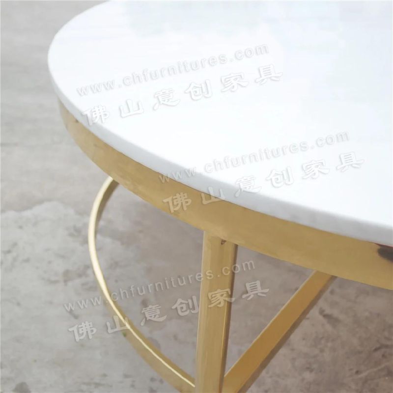 Light Luxury Nordic Marble Round Double-Layer Living Room Stainless Steel Coffee Table