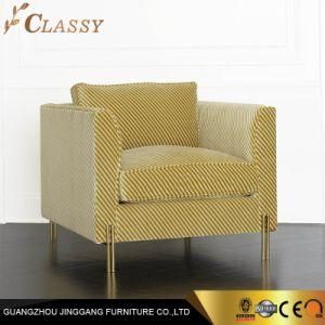 Modern Luxury Yellow Velvet Armchair with Golden Stainless Steel Metal Legs