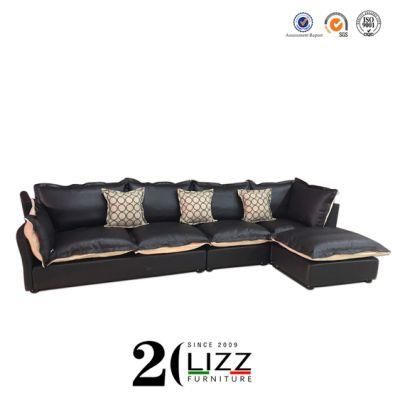 Commercial Furniture Hotel Office Feather Filling Genuine Leather Couch