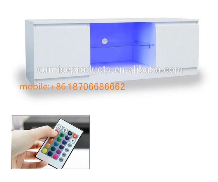 High Glossy Home Usage White LED RGB Light Modern TV Cabinet