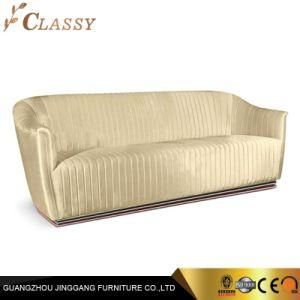Home Living Room Furniture Silky Velvel Sofa with Golden Stainless Steel Frame