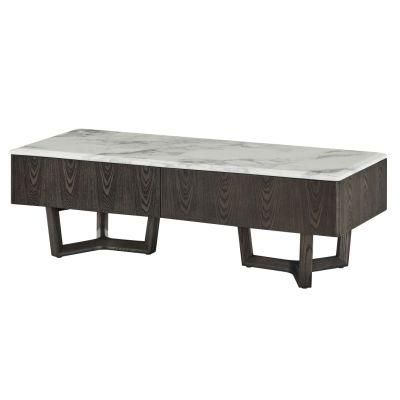 Luxury Side Table Modern Living Room Furniture Style Marble Top Ash Wooden Coffee Table