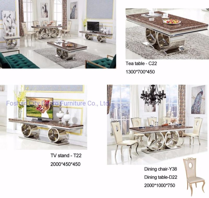 Stainless Steel Marble Top Antique Home Furniture Dining Table