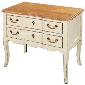 Antique Country White Rustic French End Side Table