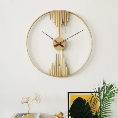 Home Modern Minimalist Living Room Wrought Iron Wall Round Decorative Clock Metal Creative Clock
