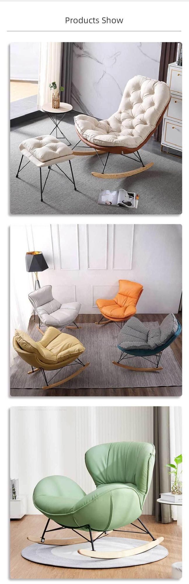Modern Home Furniture Advanced Design Round Footrest Velvet Leisure Chair