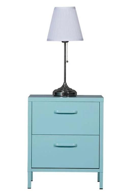 2 Drawer Cabinet Bedside Table Metal Nightstand