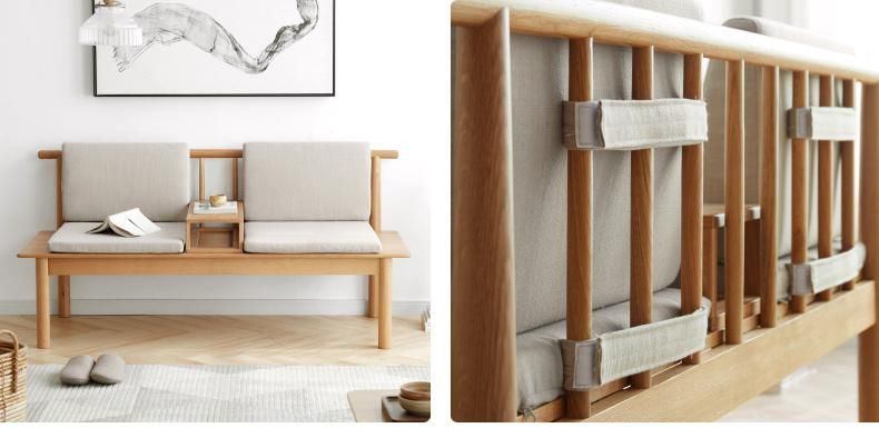 MID-Century Retro Modern Fabric Upholstered Wooden 3-Seater Sofa Wooden Sofa