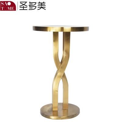 Modern Living Room Stainless Steel Black Glass Round End Table