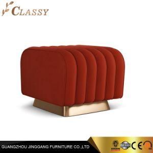 Mirrored Furniture Ottoman Velvet Stool with Stainless Steel Based