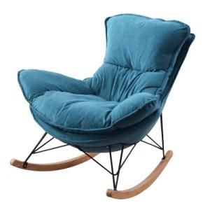 Furniture Factory Provides Nordic Style Luxury Rocking Chair Leisure Fabric Sofa Chair Lazy Reclining Chair