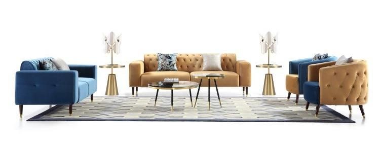 Zhida Luxury Home Furniture Villa Living Room Italian Design Chesterfield Fabric Sofa Set Hotel 1 2 3 Seaters Wooden Leg Sectional Sofa