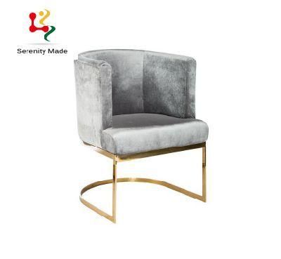 Nordic Style Modern Living Room Grey Upholstered Stainless Steel Legs Leisure Armchairs