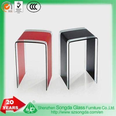 Bent Glass with Color Paint Fashion Design as Corner Table
