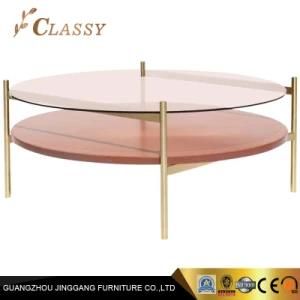 Double Circular Marble Furniture Living Room Glass Coffee Table Tea Table