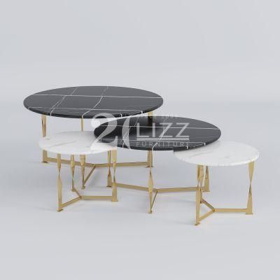 Nordic Modern Stylish Home Furniture Combination Table with Gold/Silver Stainless Steel Legs