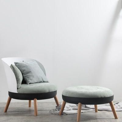 Plastic Back Upholstered Velvet Seat with Footrest Living Leisure Chair