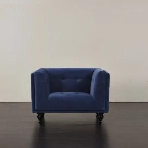Blue One Seat Fabric Sofa with Sofa Legs