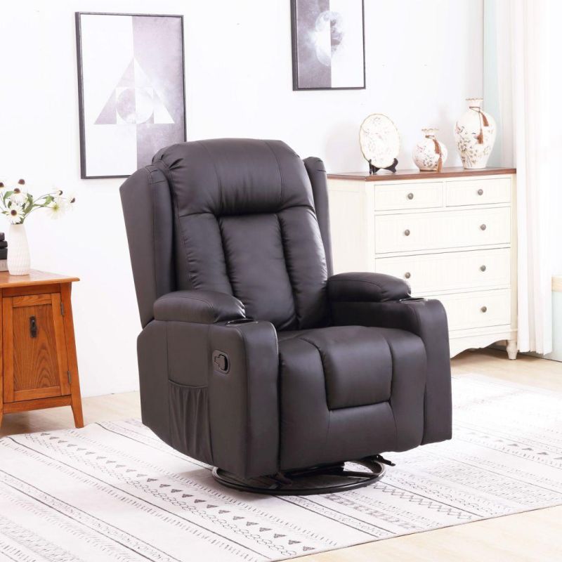 Jky Furniture Modern Design Manual Rock and Swivel Recliner Chair with Big Wingback