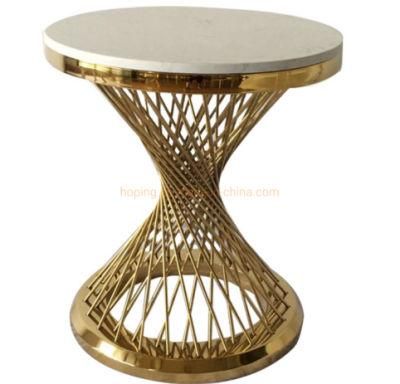 Marble Round Net Decoration MDF Stainless Steel Living Room Center Side End Tea Coffee Table Tempered Glass Modern Home Furniture