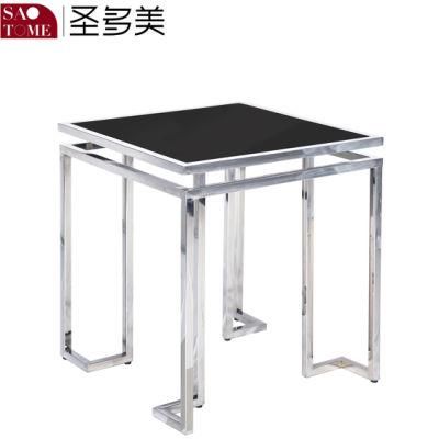 Modern Living Room Furniture Stainless Steel Black Glass End Table