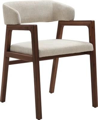 Modern Solid Wood Living Room Genuine Leather Reception Armrest Chair