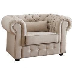 Midcentury Fabric Chesterfield Button-Tufted Loveseat Sofa for Living Room