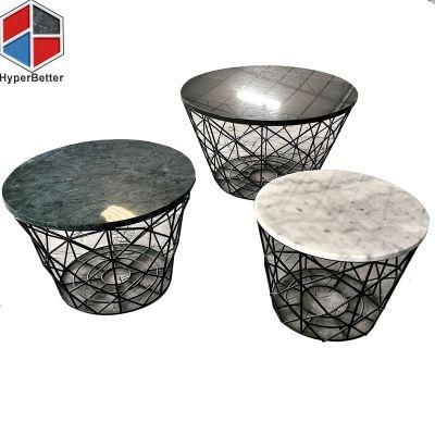Customized Stacked 3 Piece Round Marble Side Table Set Small Medium Big Size