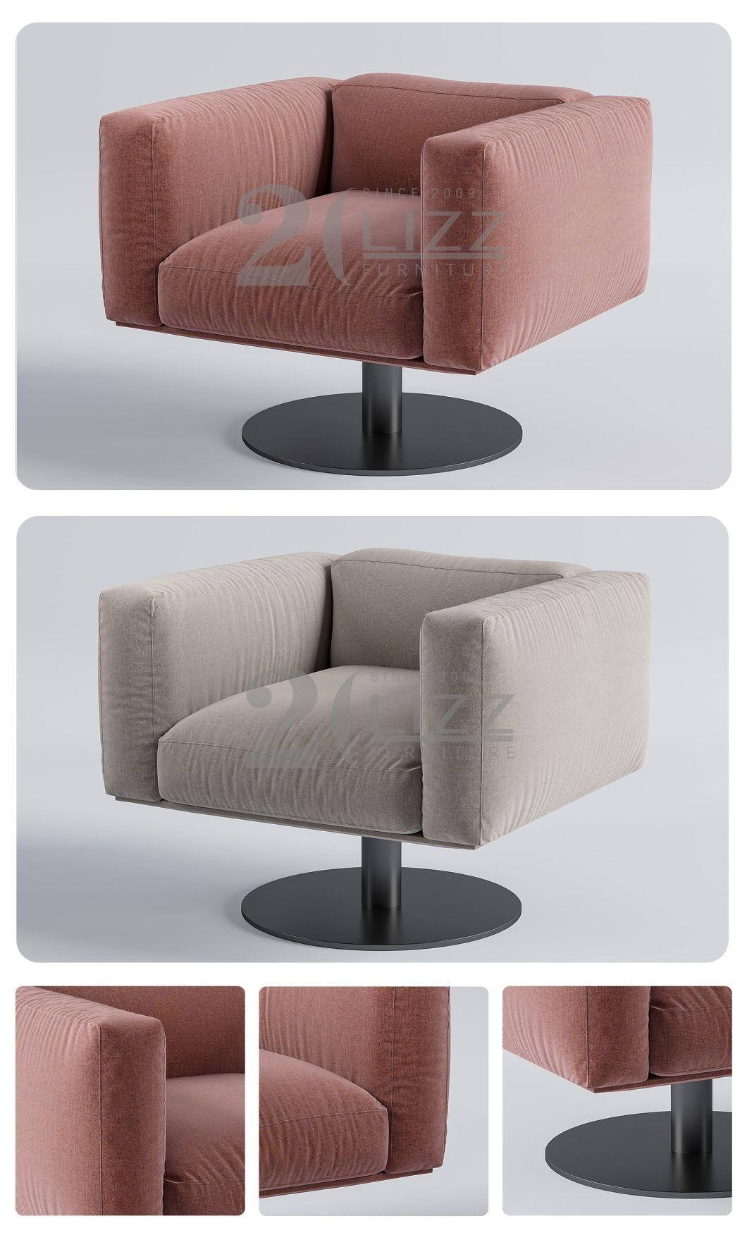 Latest New Design Luxury Modern Style 1 Seat Fabric Velvet Sofa Leisure Chair