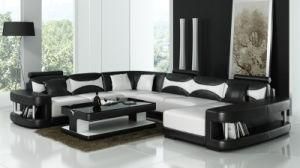 Modern Black and White Genuine Leather Sofa