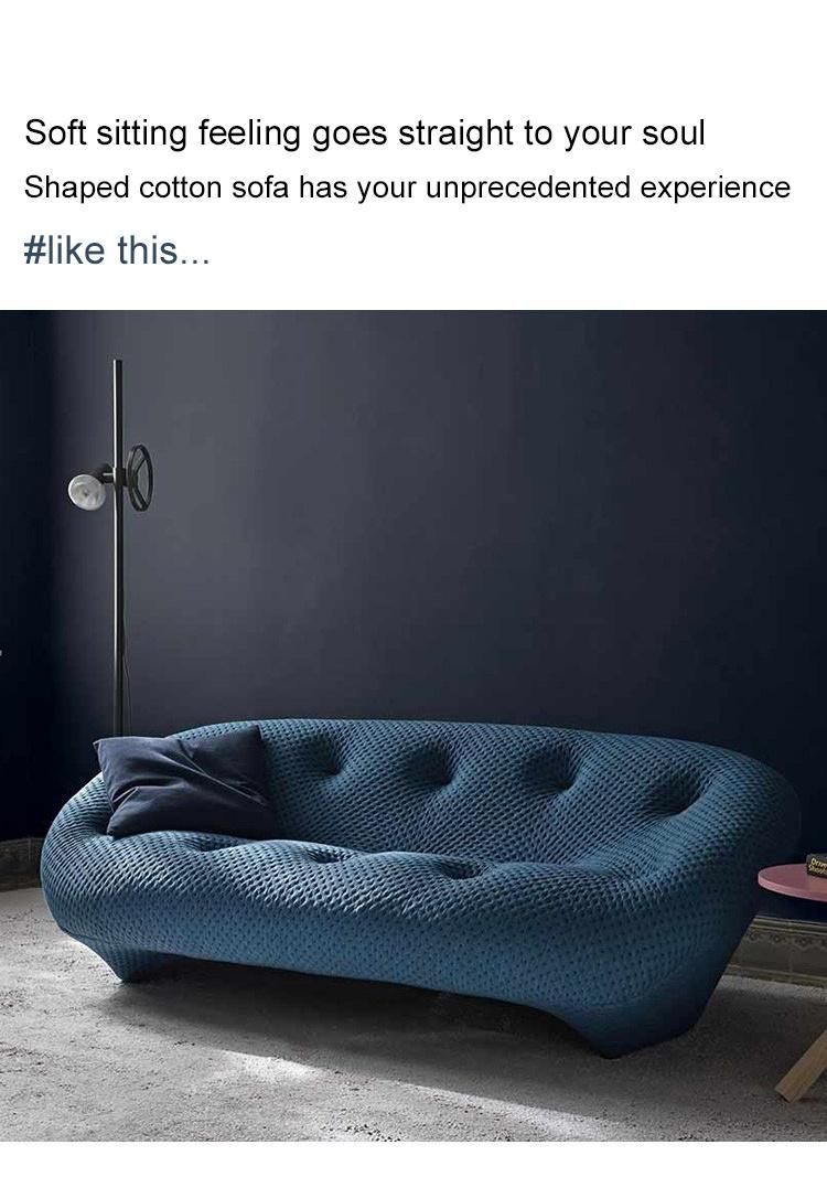 Luxury Leisure Chair Arc Pull Button Sofa Fabric Tufted Cloud Couches Modular Shell Sofa