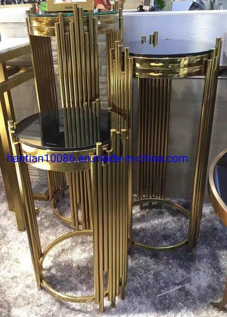 High Table Modern Circle Design Small Garden Gold Side Table for Home and Hotel