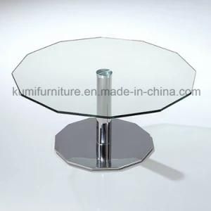 Stainless Steel Silver Tea Table with Tempered Glass Top