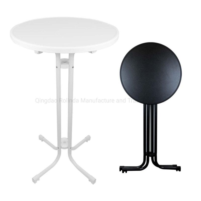 Top Quality D60 70 80 Cm Round Black White Bar Height Folding Table Folding Dry Bar Table