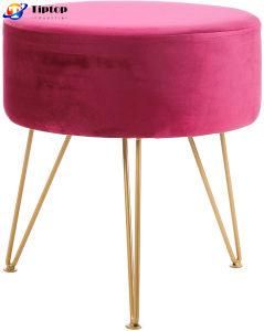 Fashion Modern Round Velvet Fabric Seat Makeup Ottoman