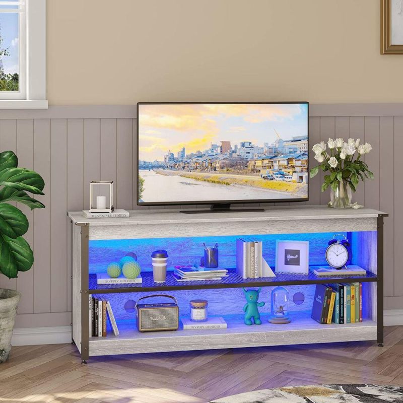 Modern Light Gray Gaming TV Stand TV Cabinet TV Console for Living Room