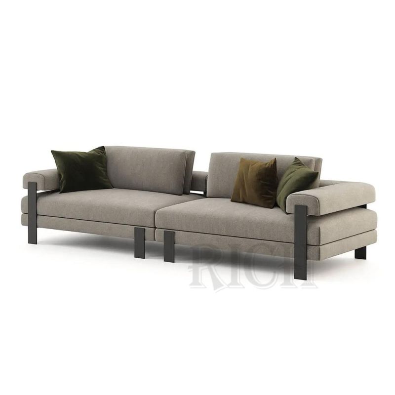 Modern Carbon Steel Leg Fabric Sofa Loveseat