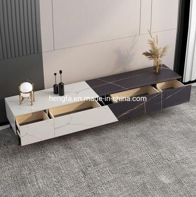 Modern Nordic Living Room Furniture Soild Wood Steel Frame Marble TV Stand