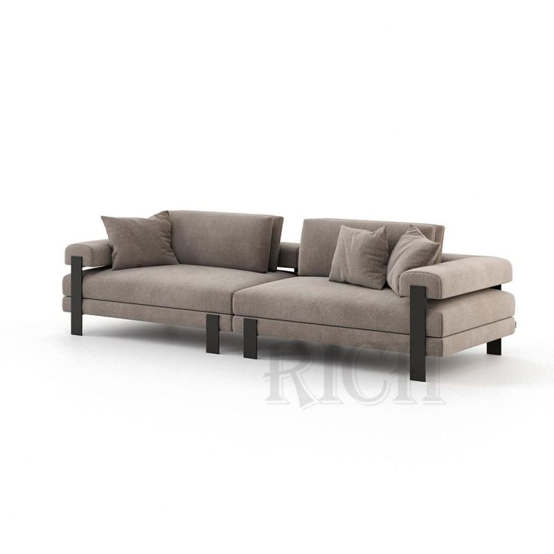 Modern Carbon Steel Leg Fabric Sofa Loveseat