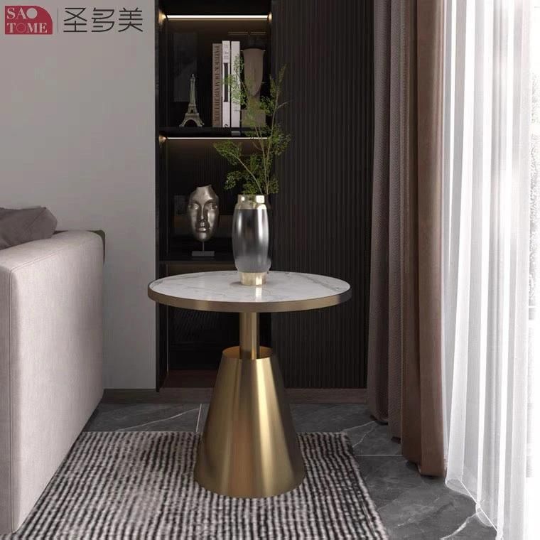 New Style Home Furniture Titanium Gold Living Room Coffee Table Metal Side Table Bedroom Table Melamine Laminated Tea Table